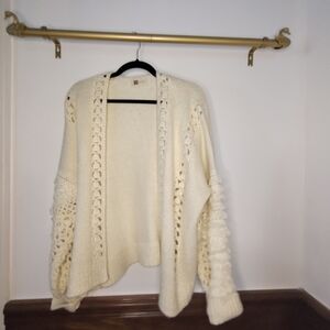 Elegant Cream Open-Front Cardigan
